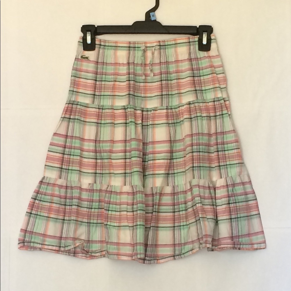 LACOSTE Pink and Green Plaid Skirt